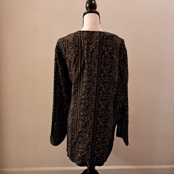 Just My Size Top Women's 22W/24W Green Asian Earthy Bohemian Evening Formal Y2K - Picture 4 of 9